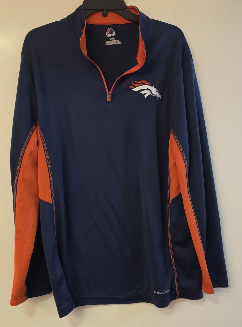 Vintage Majestic Denver Broncos Navy & Orange Quarter-Zip Pullover
